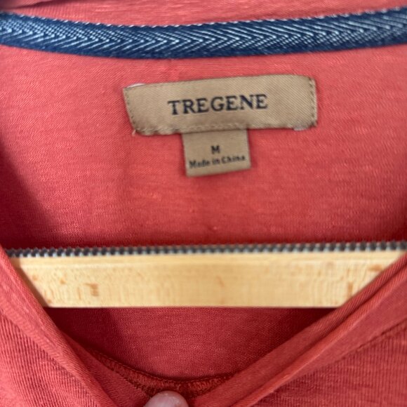 Tregene Men's Medium Orange Linen Short Sleeve Tee Shirt - Picture 3 of 5